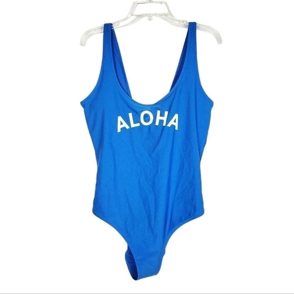 NWOT OLD NAVY Aloha Graphic Scoop-Back One Piece Swimsuit Hawaii